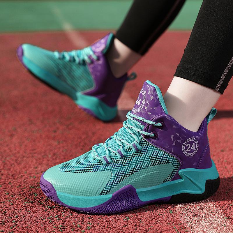 Популярные детские баскетбольные кроссовки с резиновой подошвой и сетчатым плетением для мальчиков, кроссовки для учеников начальной школы, спортивная обувь для бега, нескользящая