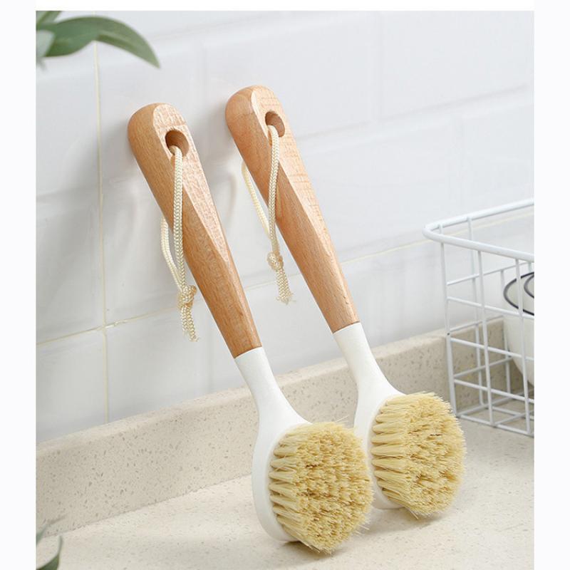 Kitchen Cleaning Brush Natural Bamboo Handle and Sisal Bristles Scrub for Dish Cast Iron Skillet Pots