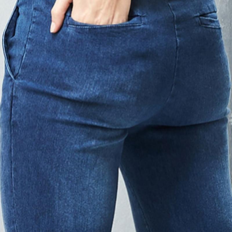 Bang Bang Women S Tailored Fit Half elaStic waiSt Denim 1 Of 2 StyleS
