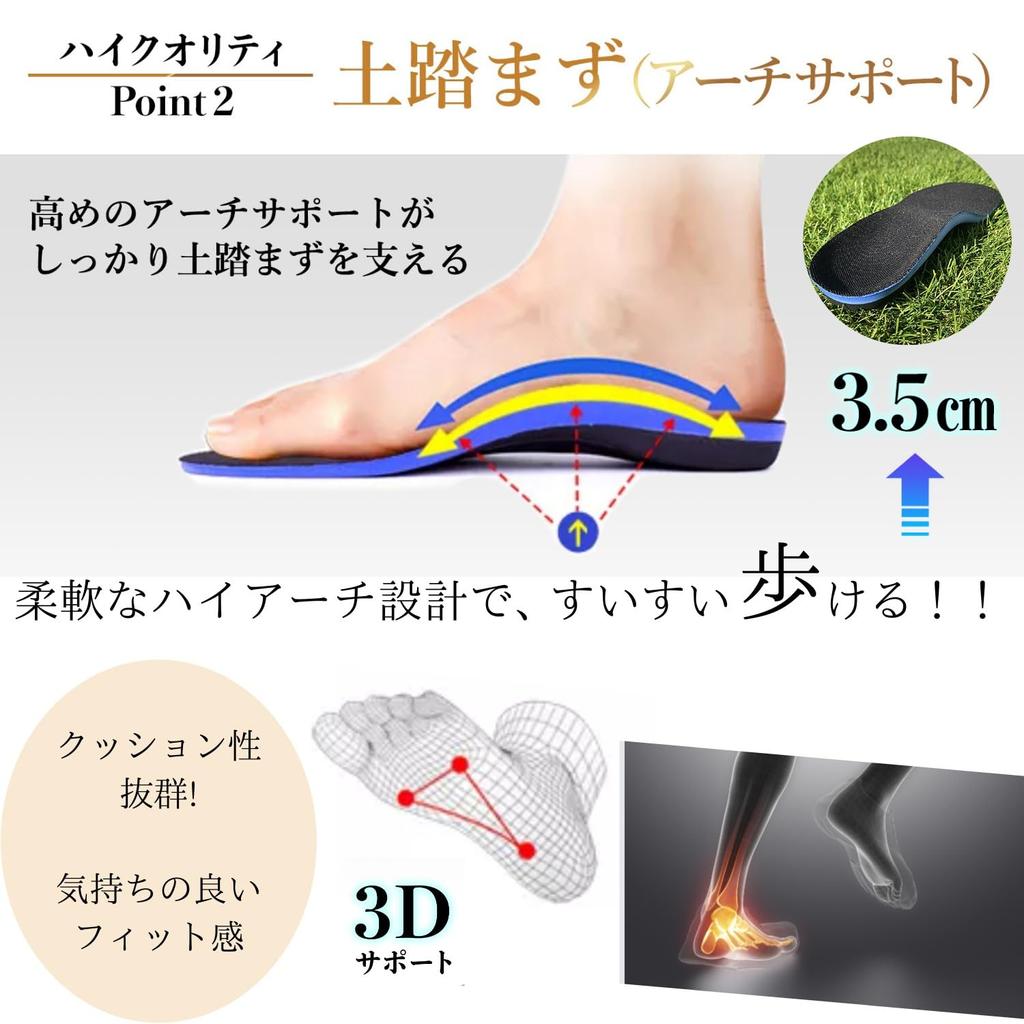 Rela Kino Insole by Physical Shock Absorption Arch Support Arch Insole for Men Women [Supervised Therapist] (Black, L27.5-28.5)