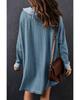 Azura Exchange Sky Blue Waffle Knit Buttoned Long Sleeve Top