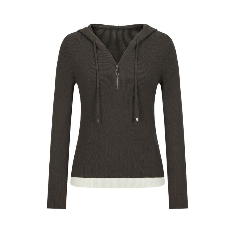 Anna Kuan Women's Color Block Faux Two-Piece Hooded Wool Blend Sweater