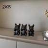 Small And Large Bulldog Models 3D Printed French Statues Set of 3, Matte Black Sculpture, Minimalist Bull Dog Entryway Countertop Figurines