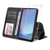 For Samsung Galaxy A25e PU Leather Wallet Case ENKAY HAT PRINCE Phone Stand Cover with Tempered Glass