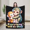Monkey Punch Needs Hugs Too Cute Macaque Orangutang Flannel Blankets Adults  Warm Comfy Throw Blanket Winter Chair Bed Cover