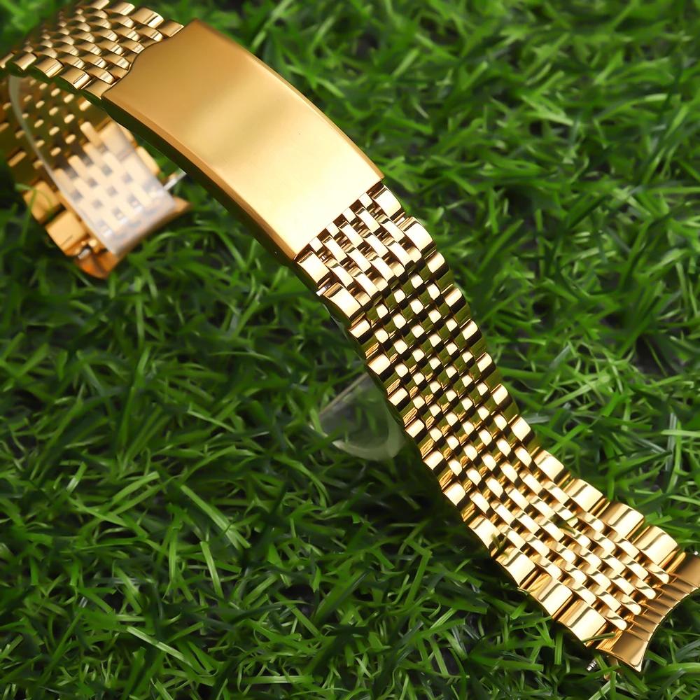 Аксессуары для часов Ремешок для часов с бусинами из риса для часов Omega Seamaster, браслет с загнутым концом из нержавеющей стали 18 мм 19 мм 20 мм