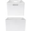 Caisse de Rangement en Bois - Creative Deco - 39 x 29 x 23 cm - Blanc - Poignées - Contemporain