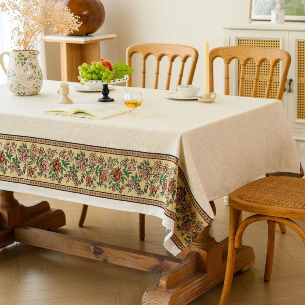 Скатерть для журнального столика Ткань Колокольчики Цветочный жаккард Загнутый край Литературная Прямоугольная Скатерть для обеденного стола