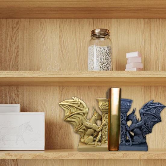 Готические подставки для книг в виде дракона, средневековые 3D-печатные подставки для книг в виде статуи дракона для домашнего офиса, книжных полок, декора гостиной