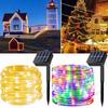 32M/22M/12M Outdoor LED Solar Tube Rope Fairy Light Christmas Decoration String Light Waterproof For Garden Fence Yard Balcony Party Decor
