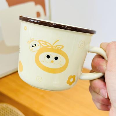 Одинарная чашка, маленький оранжевый набор с ручной домашней керамической милой чашкой, дорогой мультяшной кружкой, подарочная коробка