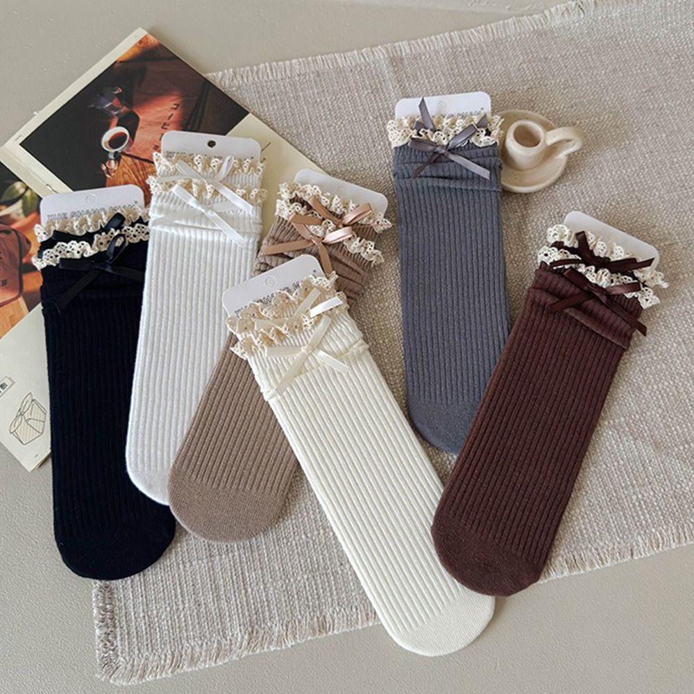 Lace Bowknot Stockings Bowknot Calf Socks Calf Socks Kids Knee High Stocking