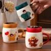 Бытовая одежда с крышкой, зеркальная чашка, семейная мультяшная керамическая чашка, высокая прочность на разрыв, простая кружка для воды