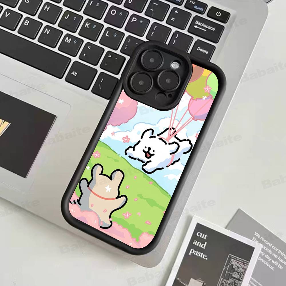 Maltese Cute Line Puppy Dog For IPhone 17 Pro Max 16 15 14 13 12 11 Plus Black Soft Phone Cover