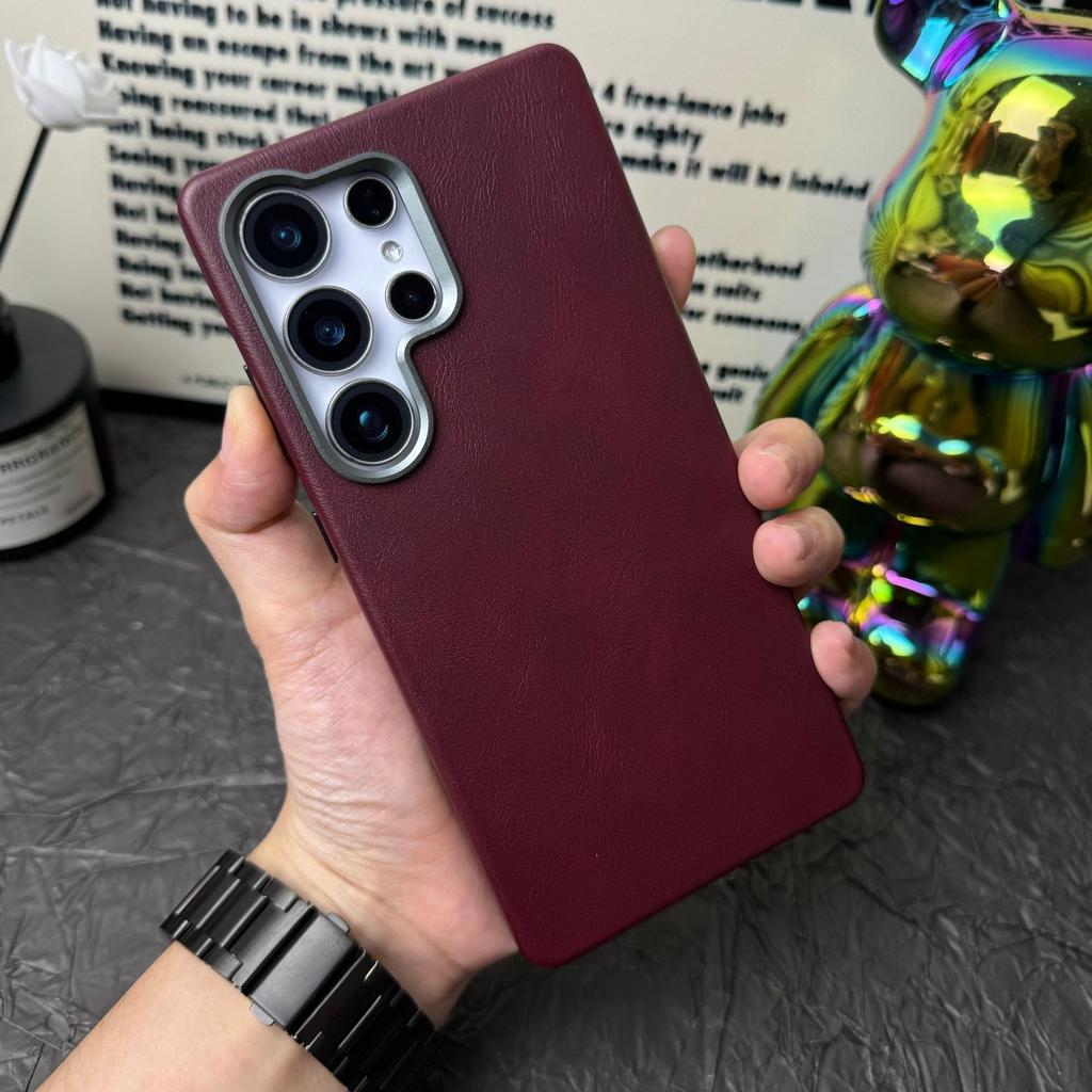 business leather phone case for Samsung Galaxy S25 Ultra S24 U S23 magnetic Wireless Charging retro anti drop protective Cover