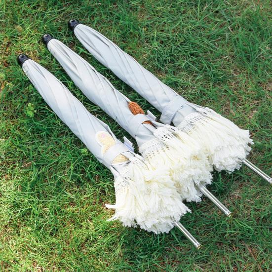 Stroller Umbrella with Tassels Clamp UPF 50+ Sun Protection Adjustable Rotary Waterproof Windproof Outdoor UV Blocking Pram Umbrella Parasol