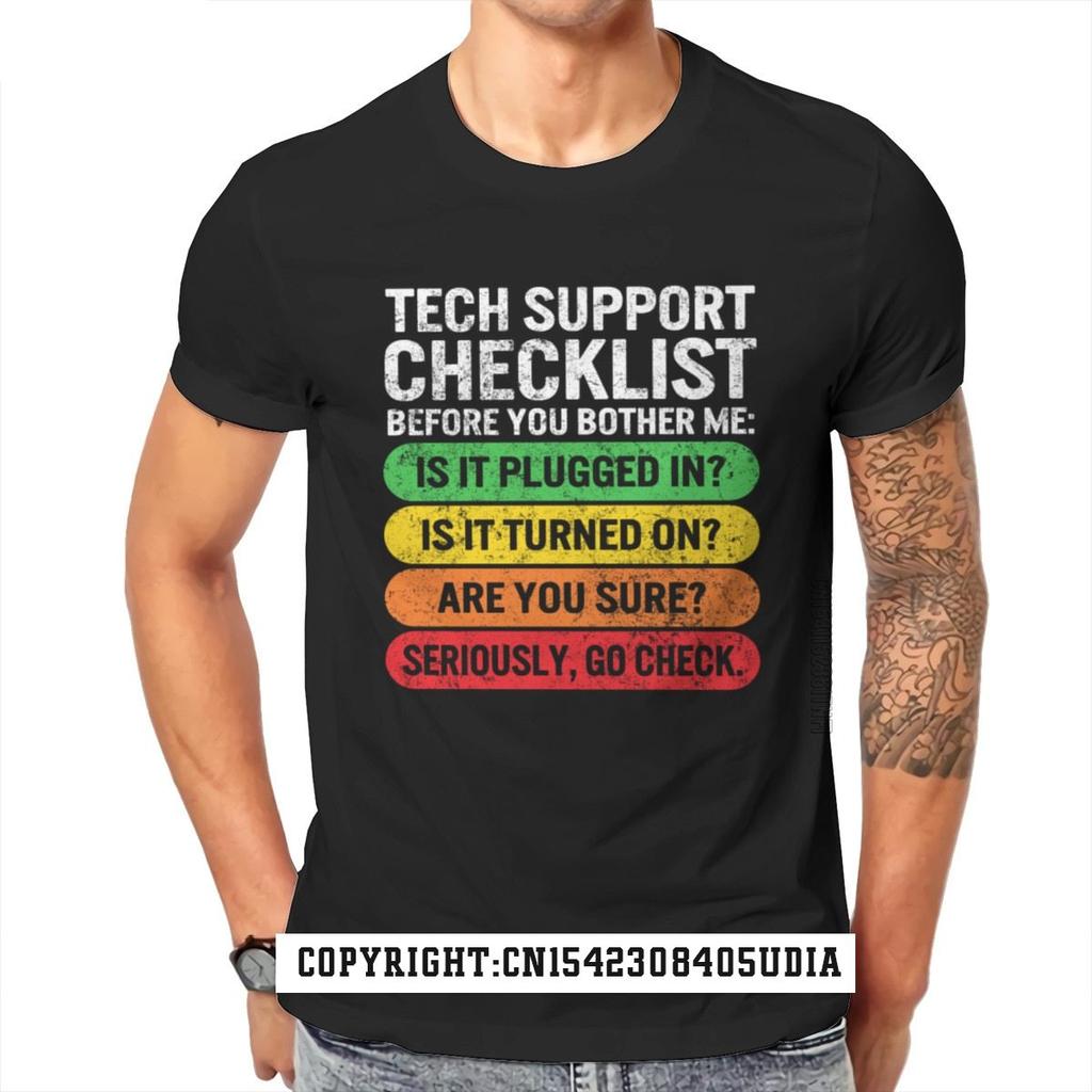 Funny Sysadmin Shirt Tech Support Checklist Unisex Vintage Sport Tshirt Punk Anime Family Tops Tees Oversized 3d Print Cotton