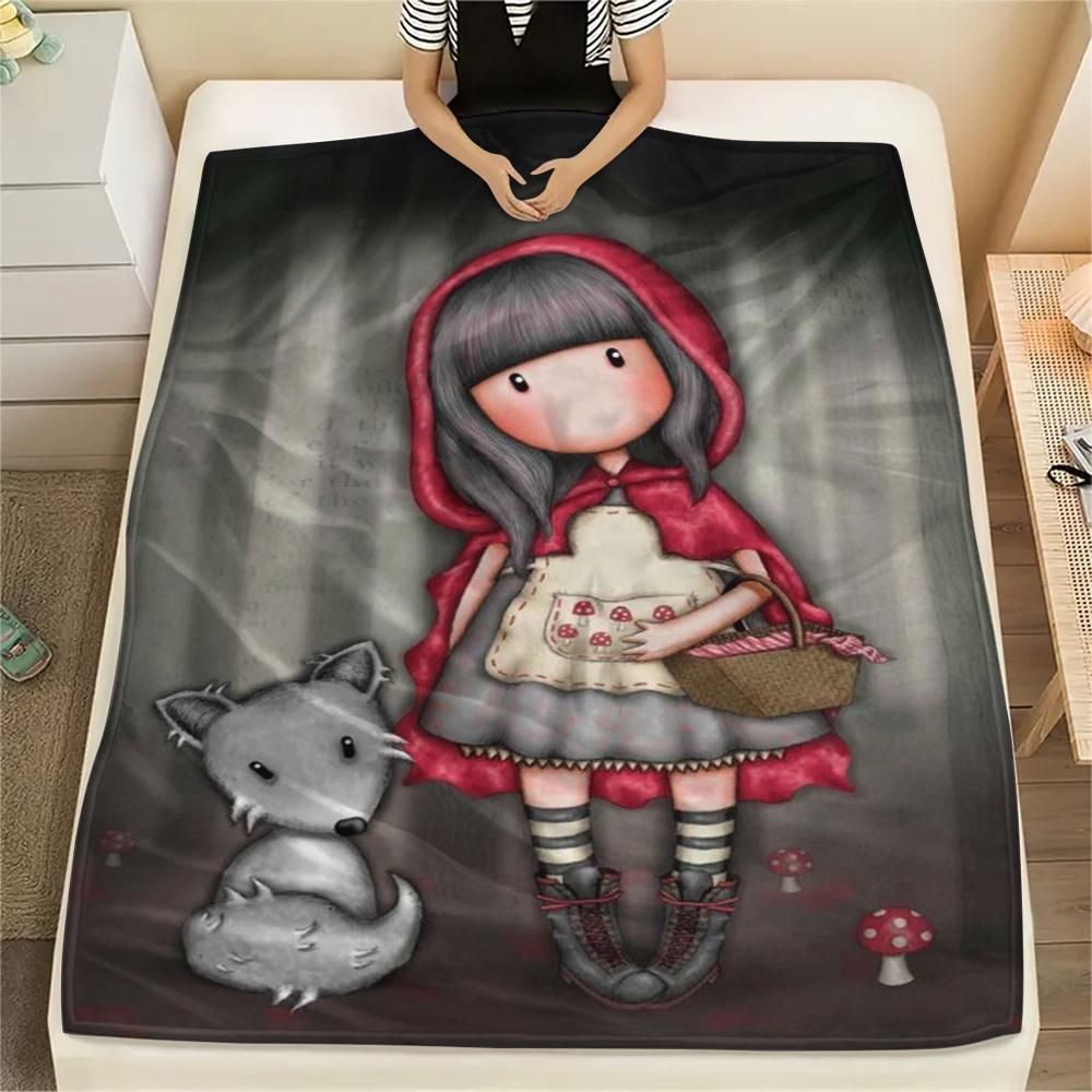 1PC Santoro Print Flannel Blanket, High quality Comfortable for All Seasons, Home Decor, Warmth and Comfort, Perfect for Christmas Gifts141