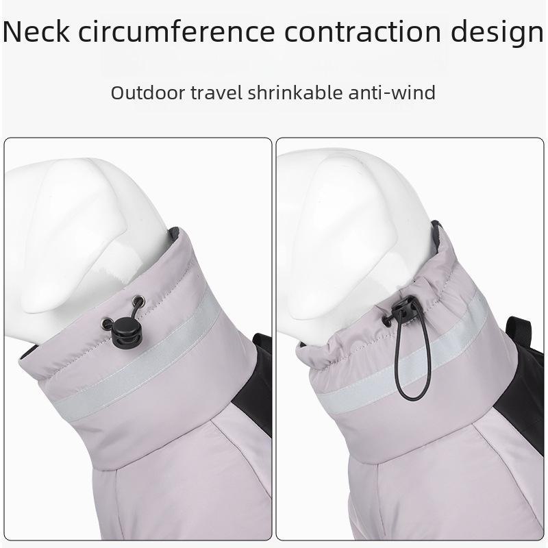 Светоотражающее зимнее пальто для средних и крупных собак - утолщенная двуштамбовая куртка из хлопка для активного отдыха