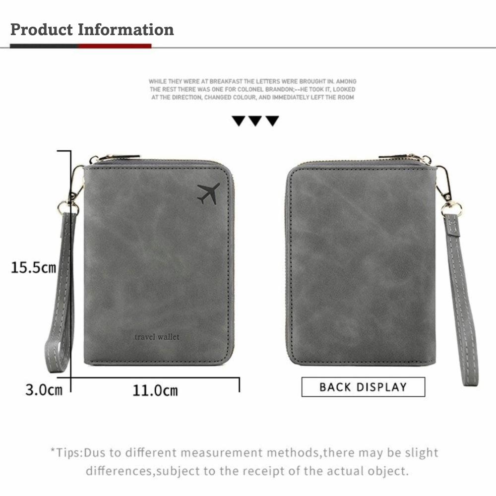 Многофункциональный PU RFID-чехол для паспорта, однотонный, антимагнитный, кошелек для путешествий, на молнии, держатель для паспорта, унисекс