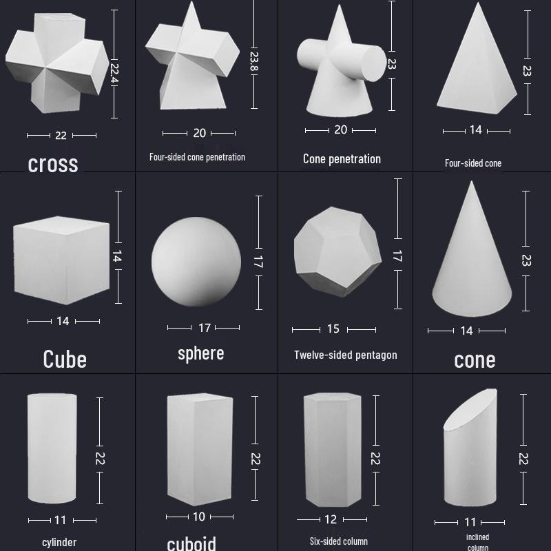 Набор геометрических скульптур из гипса для искусства и фотографии