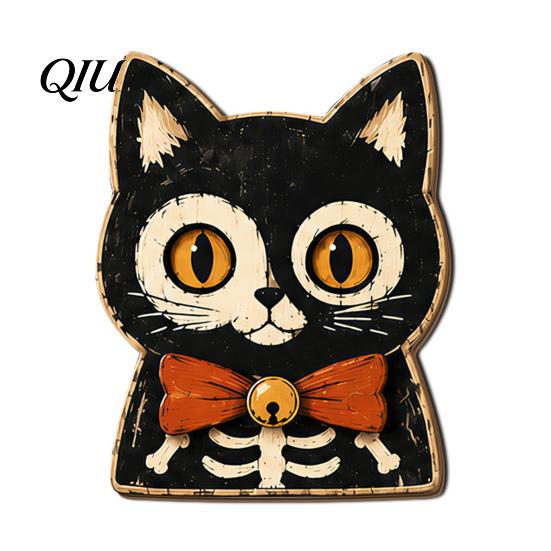 Festive Wooden Tabletop Decor Vintage Halloween Decor, Cat Mummy Skeleton Figurines, Tiered Tray for Fall Farmhouse Centerpiece Shelf