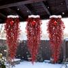 3pcs Artificial Hanging Plants Garland Plastic Red Ferns Fake Ivy Plant for Christmas Home Wedding Table Party Garden Decoration