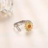 Women's Sunflower Diamond Bee Rotating Anti-stress Open Ring