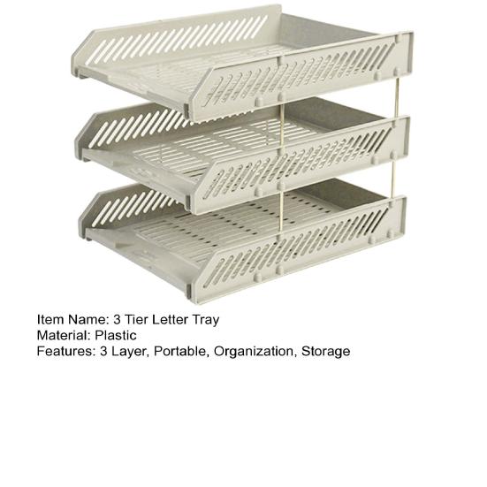 3 Tier Stackable Letter Tray Desk Paper Organizer Plastic File Document Storage Rack for Home Office School