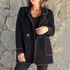 Fall Spring Women Jacket Loose Turn-down Collar Pockets Double Button Closure Warm Double-sided Woolen Coat Mid Length Shopping Commuting Overcoat