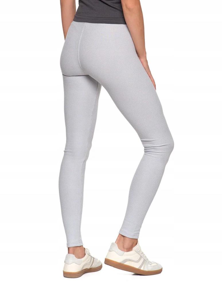 Women's High Waist Ribbed Leggings Fashionable Sporty MORAJ S/M GREY