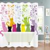 Cute Bathing Cats Art Cartoon Shower Curtain, Bathroom Decorative Shower Curtain, Waterproof Shower Curtain With Hooks