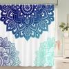 High Quality Indian Mandala Pattern Printed Fabric Shower Curtains Bohemian Bath Screen Waterproof Bathroom Decor with 12 Hooks