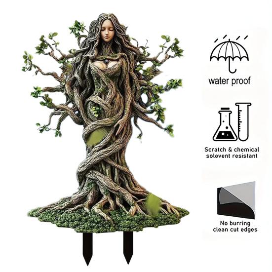 Деревянный эльф Акриловая табличка Колышек Устойчивый к погодным условиям 2D Плоский Фея Колышек Растения Горшок Украшение В помещении На улице Сад Двор Газон Патио Орнамент