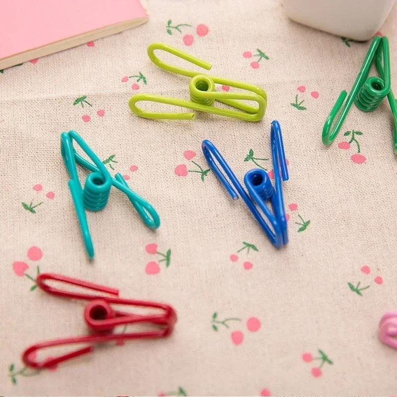 New 10Pcs Multi-Purpose Colorful Metal Clips Holders Food Bag Sealing Clip PVC Coated Document Clips Convenience Clothing Racks