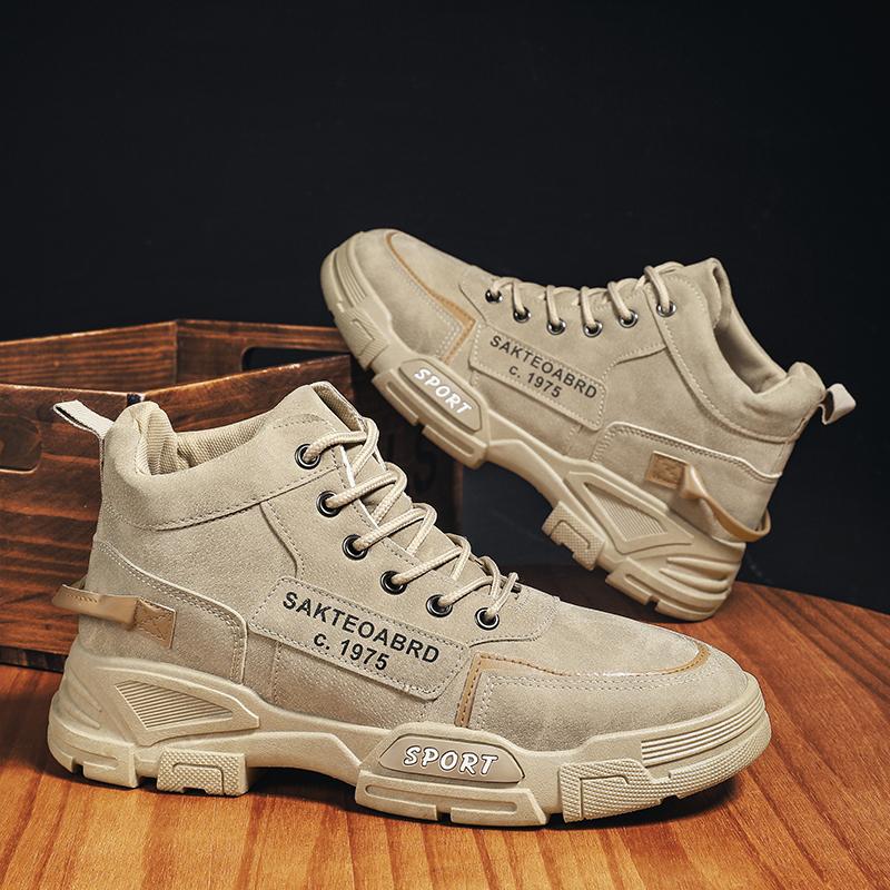 Autumn Winter Men's Boots High Top Leather Shoes Men's Ankle Boots Fashion Comfortable Motorcycle Boots Platform Boots Man