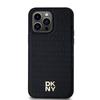 Dkny Leather Monogram Pattern Metal Logo Magsafe Case For Iphone 14 Pro Max - Black