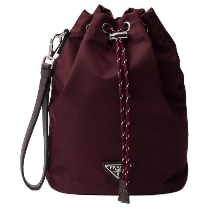 Prada Re-Nylon Speedrock эмалированный металлический треугольный логотип съемный ремешок на запястье ткань и кожаная сумка женская бордово-красная