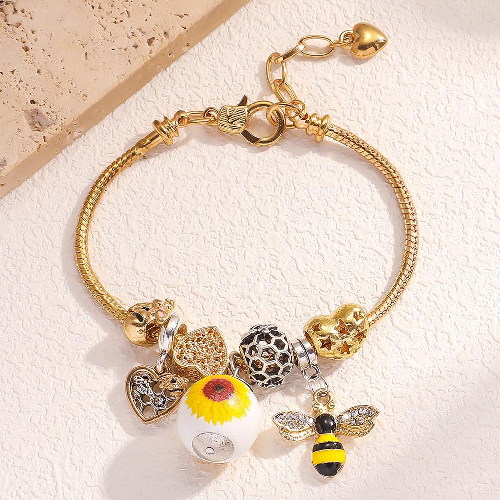 1 штука модной циркониевой браслета в стиле семьи Пан, женский браслет с подвеской в виде пчелки, нишевый браслет