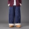 Men Corduroy Casual Fleece Pants Winter Men Cotton-Padded Trousers Man Thick Warm Wide Leg Straight Pants Male Leisure Pants