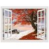 Вышивка Окна За Снежной Сценой Алмазная Картина Вышивка Крестом Мозаика Красное Дерево Узор Натуральный