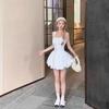 Elegant White Summer Suspender Dress - Sexy, Slimming, Puffy Princess Style for Petite Women