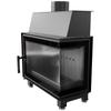 KRATKI SIMPLE Right Steel Air Fireplace 6 kW Ø 150 black lining