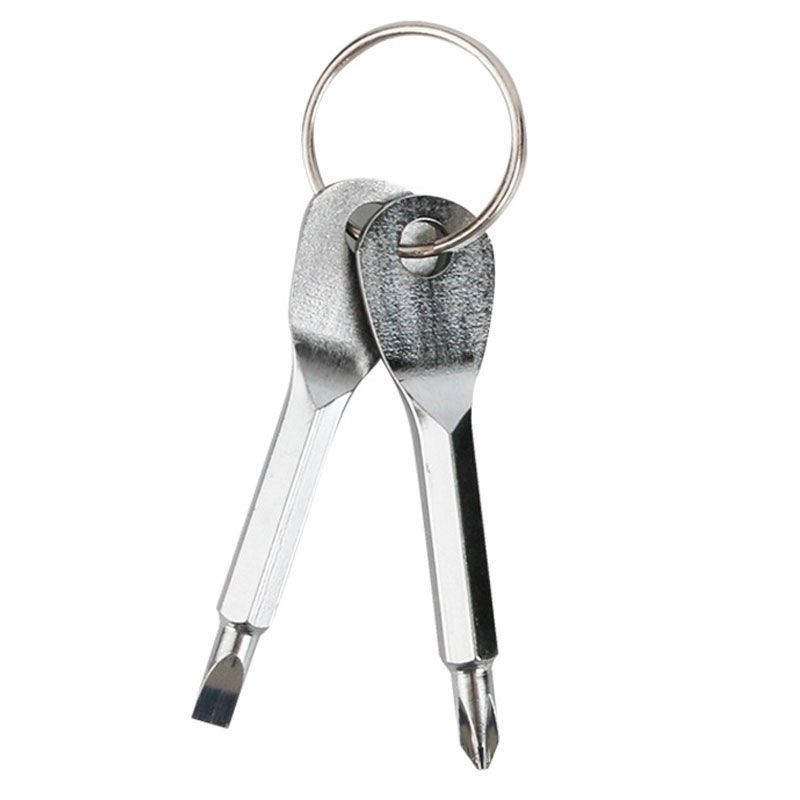 Портативная отвертка с 2 ключами, прецизионная литая сталь, мини-крестообразный многофункциональный инструмент, незаменимый на открытом воздухе, простой и практичный