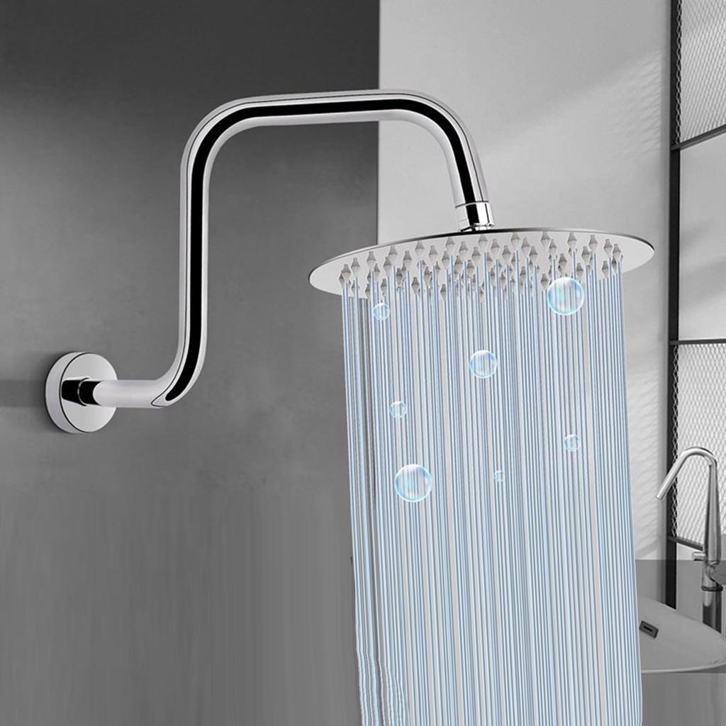 Upgrades Shower Head Extension Arm 13inch Gooseneck Riser with Flange High Rise Showerhead Extension Pipe for Bathroom