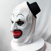 Horror clown mask for Halloween, scary masquerade mask with hat, white horror clown headgear