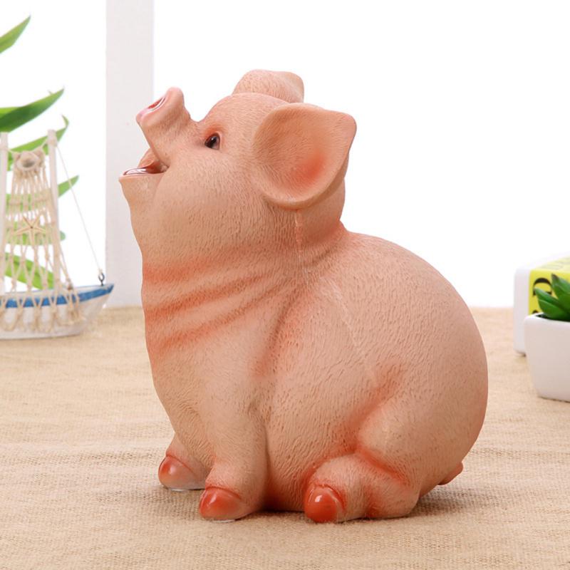 Children Cute Pig Piggy Bank Coin Saving Box Jar Desktop Resin Piggy Bank Coins Organizer Storage Box EURO Coins Deposit Tanks