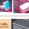 Hollowed-out Metal Mesh Pen Holder 3/4 Grid Desk Stationery Organizer Pencil Storage Box  Cosmetics