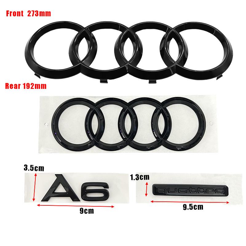 For B A6 2020 2021 2022 2023 Quattro Sline Emblem 4Ring Logo Car Styling Hood Front Grill Emblem Rear Trunk Badge Accessories