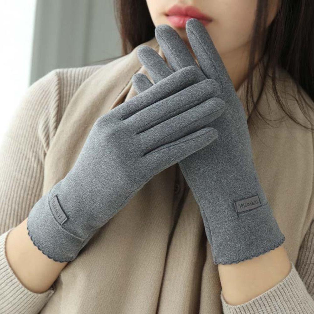 Утолщенные перчатки с закрытыми пальцами, зимние варежки, простые женские замшевые перчатки для катания на лыжах